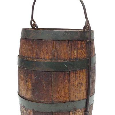 Antique Wood & Iron Stave Well Bucket