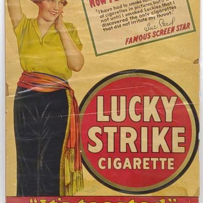 1930s Lucky Strike Cigarettes Advertising Poster
