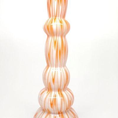 Tozai Home White & Orange Art Glass Vase 22.5"
