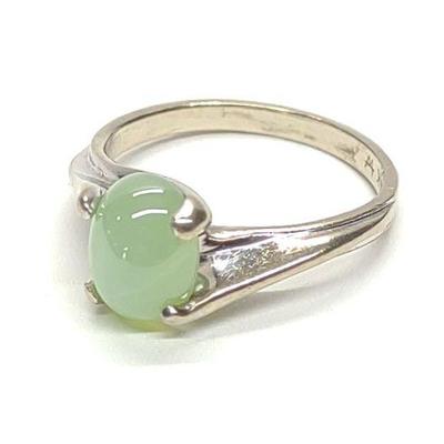 14K White Gold Green Star Sapphire Ring (sz 4.25)