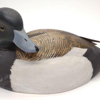 William Veasey Bluebill Duck Decoy w/ Crossed Wing