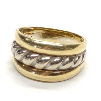 14K Gold Two Tone Cable Ring (sz 6.75)