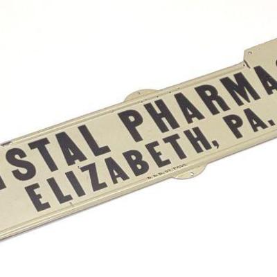 Vintage Crystal Pharmacy Tin Arrow Sign (B&B)