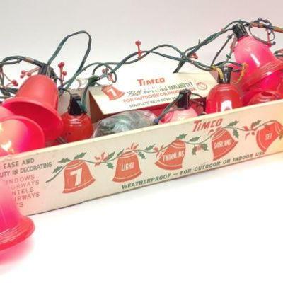 Vintage Timco Bell Christmas Lights Set w/ Box