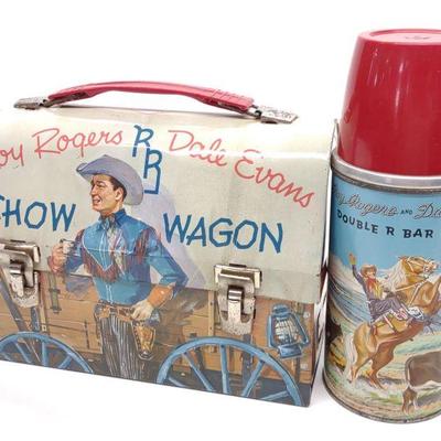 1955 Roy Rogers Chow Wagon Lunch Box w/ Thermos