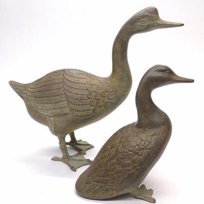 Bronze Chinese Goose & Mallard Duck Sculptures