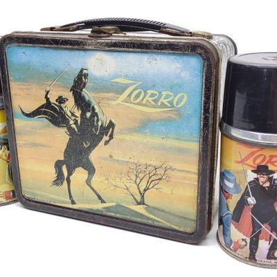 1958 Zorro Lunch Box w/ Thermos