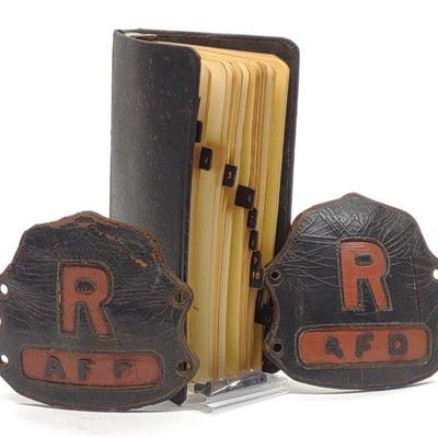 2 R AFD Fire Helmet Badges & Fire Station Book