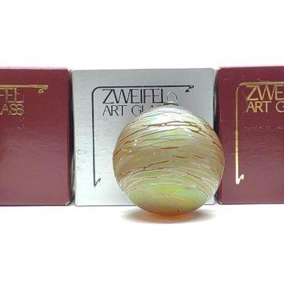 (3) Zweifel Art Glass Christmas Ornaments (Signed)