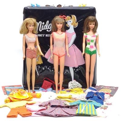 Late 1960s TNT Barbie & 2 Francie Dolls & Outfits
