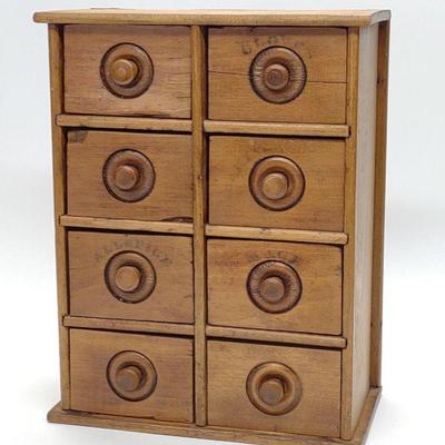 8 Drawer Hanging Oak Spice Cabinet