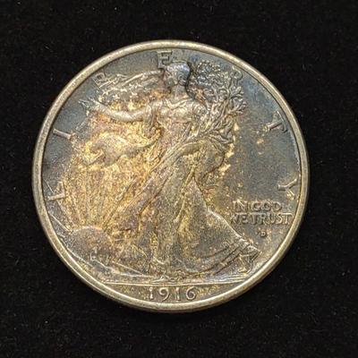 1916 D Walking Liberty Half Dollar US Coin