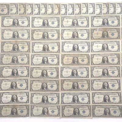 (70) $1 Silver Certificate US Federal Bank Notes