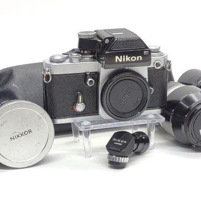 Vintage Nikon F2 SLR Camera w/ 4 Lenses