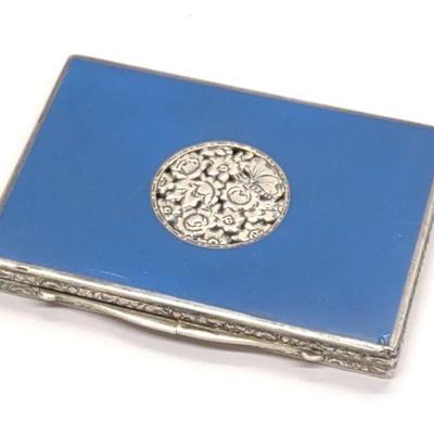 Antique Sterling Silver & Enamel Card Case