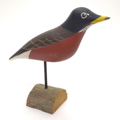 Carved American Robin Bird Decoy