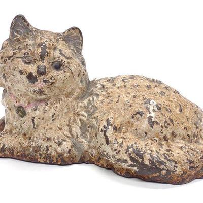 Vintage Hubley Cast Iron Fireside Cat Doorstop