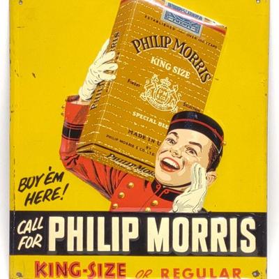 Vintage Phillip Morris Cigarettes Tin Sign