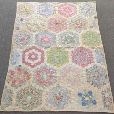 Antique Grandmothers Flower Garden Quilt