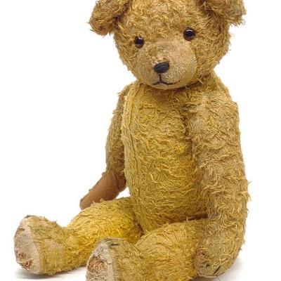 Vintage German Wool Plush Bear w/ Glass Eyes