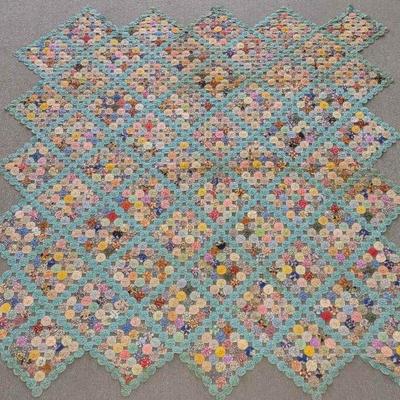 1920s-30s Hand Stitched Yo-Yo / Penny Quilt