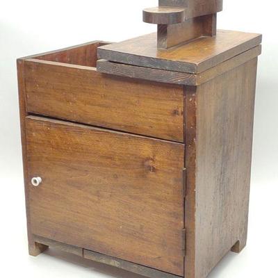 Antique Wooden Shoe Shine Box / Stand