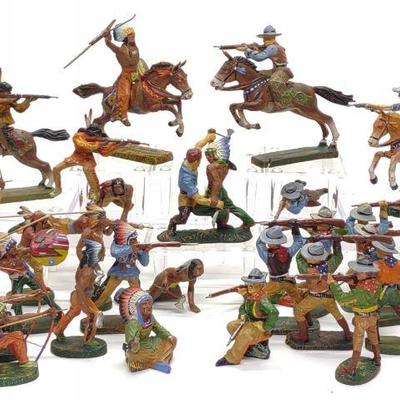 (41) Pre-War Elastolin Western Figures