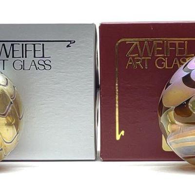 (2) Zweifel Art Glass Christmas Ornaments (Signed)
