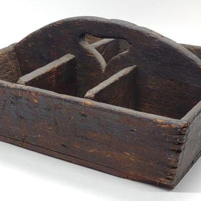 Antique Early Pine Wood Tray Caddy