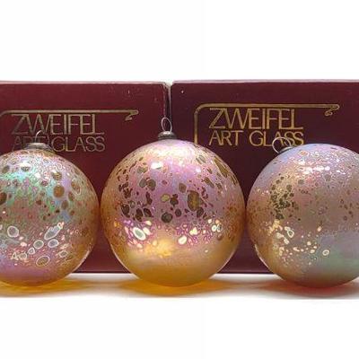 (5) Zweifel Art Glass Christmas Ornaments (Signed)