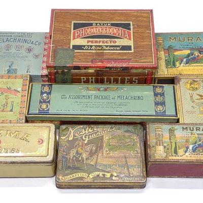 (9) Antique Cigarette Tins