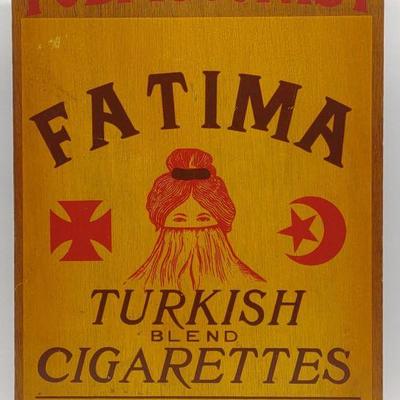 1940s Wood Fatima Cigarettes Advertising Sign