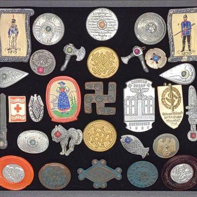 30 WWII German NSDAP Tinnie Badges & Pins