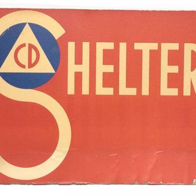 Vintage Civil Defense Shelter Advertising Sign