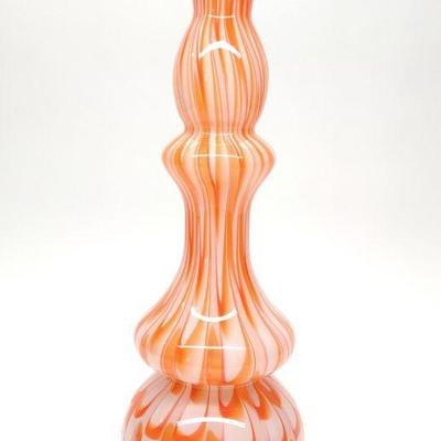 Tozai Home White & Orange Art Glass Vase 18"