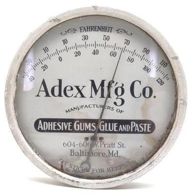 Vintage Adex Mfg Co Advertising Thermometer 9" dia