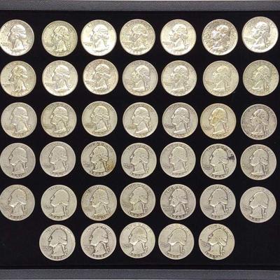 (40) 1937-63 90% Silver Washington Quarters