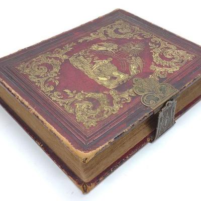 1867 William W Harding Holy Bible w/ Brass Clasp