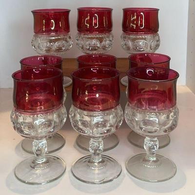 Kings Crown Indiana Glass Thumbprint Ruby Red Flash Cordials