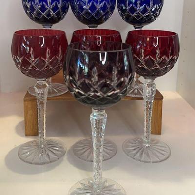 AJKA Vintage Hock Wine Crystal Goblets, Arabella Pattern