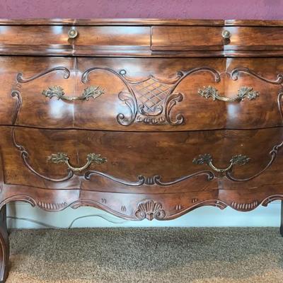 Vintage French Provincial Bombe Cabinet