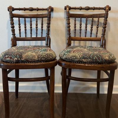 Small decorative vintage caned chairs