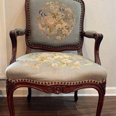 Vintage French Style Needlepoint Armchair