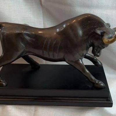 Bey-Berk Brass Raging Bull Sculpture