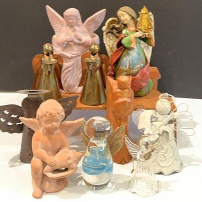 Angels: Brass, resin, wood, glass, plastic, and lightweight metal 
One is a planter
