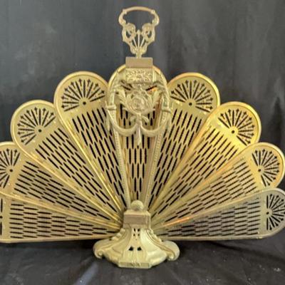 Vintage Brass Fireplace Fan Screen