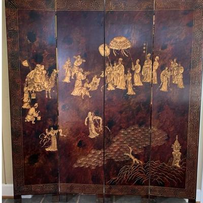 Asian Style Double Sided 4-Panel Screen