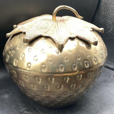 Brass Strawberry Lidded Jar/Ice bucket