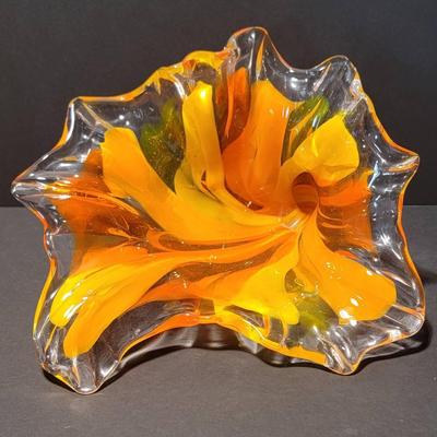 Original Nic McGuire Glass Sculpture - "Orange Blossom"