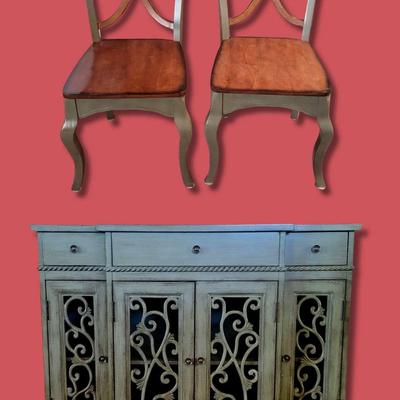 Furniture in Teal: (2) Chairs & (1) Bar Cabinet